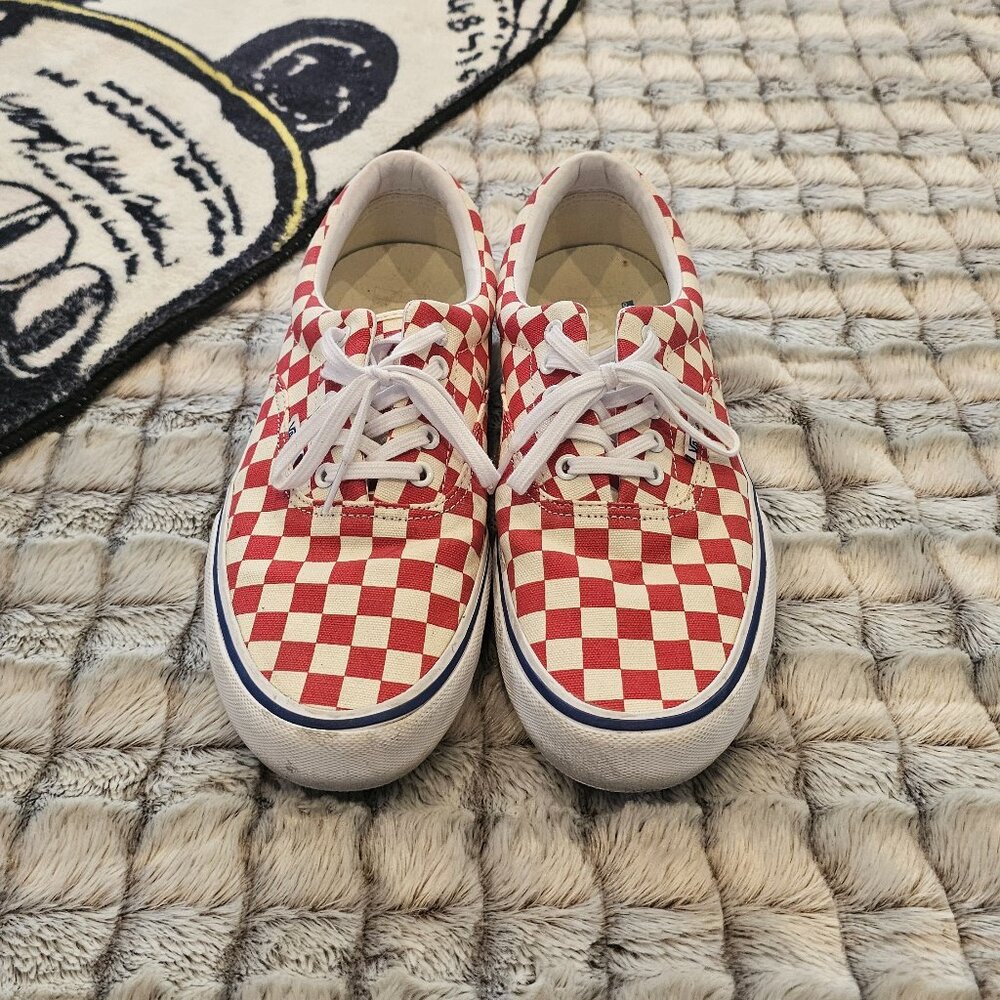 Vans Checkerboard Slides Vans Era Pro Shoes Red and White Mens Size 10.5 Unisex